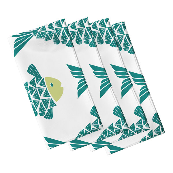 Highland Dunes Set Of 4 Fish Tales Cloth Napkins Wayfair.co.uk